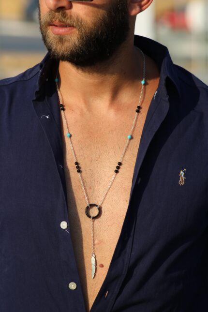 Midnight feather necklace